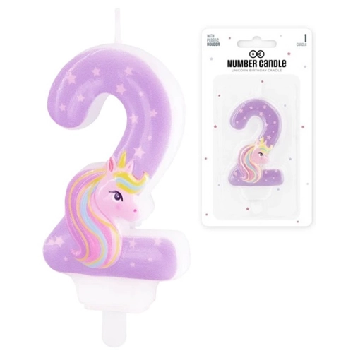 Świeczka urodziny dekoracja na tort jednorożec unicorn cyfra 2